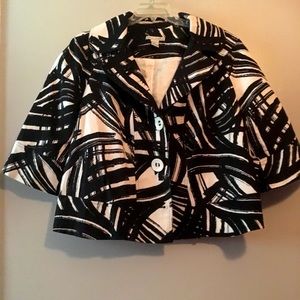 Peter Nygard Black and White Geo Strokes Jacket